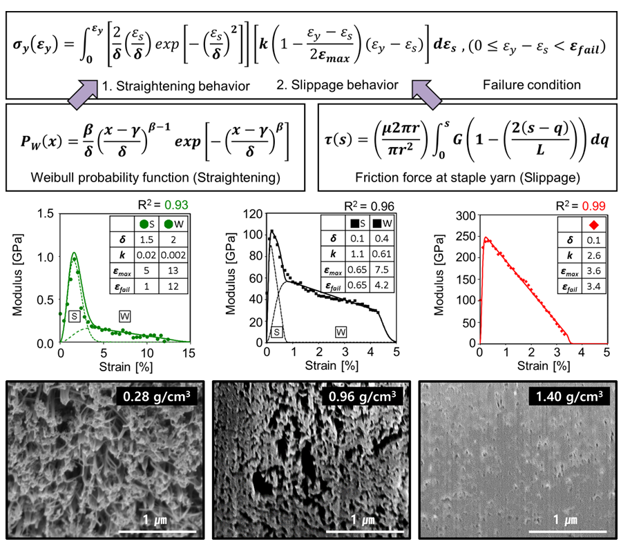 Mathematical model for correlating structure and mechanical behavior of CNTF