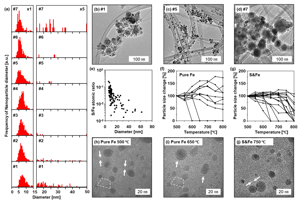 TEM analysis of catalyst particles on CNTF